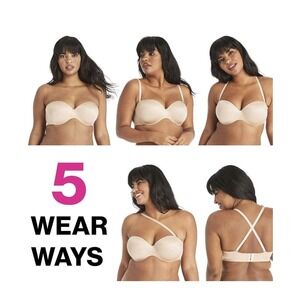 Maidenform Full Coverage Strapless Underwire Bra convertible DM9472 Beige sz 42D